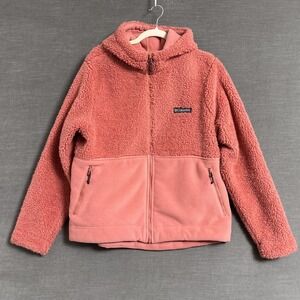 Columbia Jacket XL Salmon Sherpa Fleece Full Zip Hooded Outdoors Fall Cozy